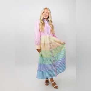 Anthropologie Multicolor Striped Maxi Dress